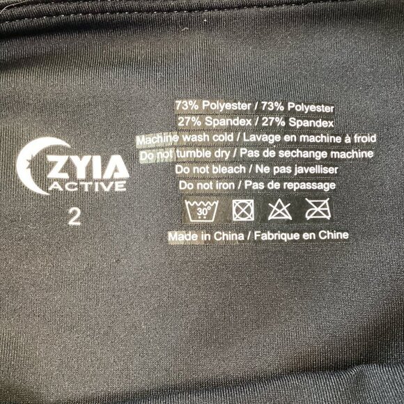 ZYIA Active Black Moto High Waisted Leggings Sz 2 #315J - Picture 9 of 9